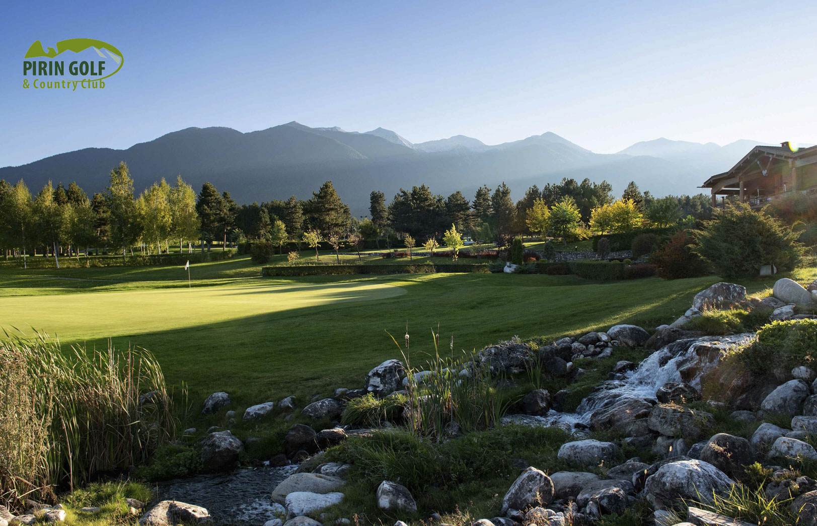 Golf course with the Pirin mountains behind